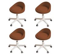 KHUKHU Taburete Giratorio ergonómico con Altura Ajustable, Ruedas Ultra silenciosas y cojín Acolchado de Piel sintética, Ideal for salón, Oficina y masajes.(Brown,Set of 4)