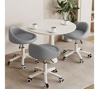 KHUKHU Taburete Giratorio ergonómico con Altura Ajustable, Ruedas Ultra silenciosas y cojín Acolchado de Piel sintética, Ideal for salón, Oficina y masajes.(Dark Gray,Set of 3)