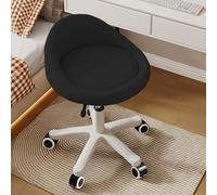 KHUKHU Taburete Giratorio ergonómico con Altura Ajustable, Ruedas Ultra silenciosas y cojín Acolchado de Piel sintética, Ideal for salón, Oficina y masajes.(D,Set of 1)