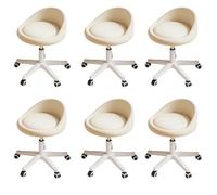 KHUKHU Taburete Giratorio ergonómico con Altura Ajustable, Ruedas Ultra silenciosas y cojín Acolchado de Piel sintética, Ideal for salón, Oficina y masajes.(Beige,Set of 6)