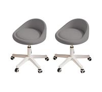 KHUKHU Taburete Giratorio ergonómico con Altura Ajustable, Ruedas Ultra silenciosas y cojín Acolchado de Piel sintética, Ideal for salón, Oficina y masajes.(Dark Gray,Set of 2)