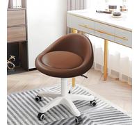 KHUKHU Taburete Giratorio ergonómico con Altura Ajustable, Ruedas Ultra silenciosas y cojín Acolchado de Piel sintética, Ideal for salón, Oficina y masajes.(Brown,Set of 1)