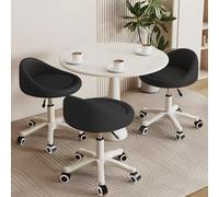 KHUKHU Taburete Giratorio ergonómico con Altura Ajustable, Ruedas Ultra silenciosas y cojín Acolchado de Piel sintética, Ideal for salón, Oficina y masajes.(D,Set of 3)
