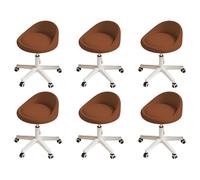 KHUKHU Taburete Giratorio ergonómico con Altura Ajustable, Ruedas Ultra silenciosas y cojín Acolchado de Piel sintética, Ideal for salón, Oficina y masajes.(Brown,Set of 6)