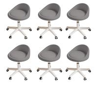 KHUKHU Taburete Giratorio ergonómico con Altura Ajustable, Ruedas Ultra silenciosas y cojín Acolchado de Piel sintética, Ideal for salón, Oficina y masajes.(Dark Gray,Set of 6)