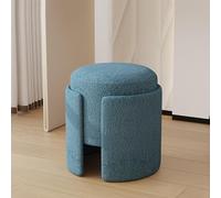 KhUkhu Taburete Moderno Redondo con Asiento Acolchado Suave, Multifuncional para Maquillaje, Reposapiés Tapizado, Taburete para Sala De Estar Y Dormitorio,C