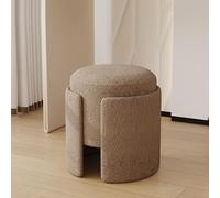 KhUkhu Taburete Moderno Redondo con Asiento Acolchado Suave, Multifuncional para Maquillaje, Reposapiés Tapizado, Taburete para Sala De Estar Y Dormitorio,B