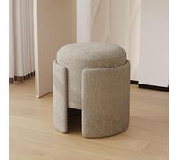 KhUkhu Taburete Moderno Redondo con Asiento Acolchado Suave, Multifuncional para Maquillaje, Reposapiés Tapizado, Taburete para Sala De Estar Y Dormitorio,D