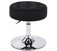 KHUKHU Taburete otomano Giratorio Ajustable con mechones de Mediados de Siglo; Moderno Taburete Redondo de Gran tamaño for Dormitorio y Sala de Estar.(Black)