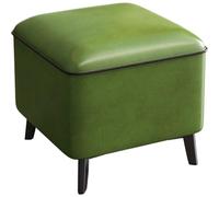KhUkhu Taburete Otomano Pequeño con Reposapiés, Taburete con Reposapiés En Forma De Cubo, Banco con Reposapiés Cuadrado con Mechones De Cuero, Taburete para Cambiar Zapatos, para Dormitorio,Verde