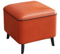 KhUkhu Taburete Otomano Pequeño con Reposapiés, Taburete con Reposapiés En Forma De Cubo, Banco con Reposapiés Cuadrado con Mechones De Cuero, Taburete para Cambiar Zapatos, para Dormitorio,Rojo