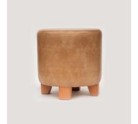 KhUkhu Taburete Otomano Taburete Redondo con Patas De Madera Taburetes Otomanos para El Dormitorio Taburetes para La Sala De Estar Taburete para Tocador,Light Yellow,29x29x30cm