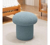 KhUkhu Taburete Redondo De Tela De Lana De Cordero con Forma De Hongo, Taburete De Madera Maciza, Taburete Suave con Reposapiés para Sala De Estar, Dormitorio, Estudio, Cocina Y Balcón,Azul,Small