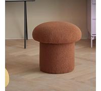 KhUkhu Taburete Redondo De Tela De Lana De Cordero con Forma De Hongo, Taburete De Madera Maciza, Taburete Suave con Reposapiés para Sala De Estar, Dormitorio, Estudio, Cocina Y Balcón,Marrón,Small