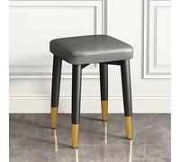 KhUkhu Taburetes Cuadrados Apilables, Taburete De Tocador Sin Respaldo, Taburete De Bar Tapizado, Sillas De Comedor Modernas De Cuero Sintético, Taburete De Mostrador Multifuncional,Grey 3
