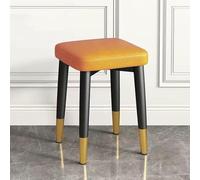 KhUkhu Taburetes Cuadrados Apilables, Taburete De Tocador Sin Respaldo, Taburete De Bar Tapizado, Sillas De Comedor Modernas De Cuero Sintético, Taburete De Mostrador Multifuncional,Orange 2