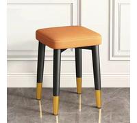 KhUkhu Taburetes Cuadrados Apilables, Taburete De Tocador Sin Respaldo, Taburete De Bar Tapizado, Sillas De Comedor Modernas De Cuero Sintético, Taburete De Mostrador Multifuncional,Orange 3