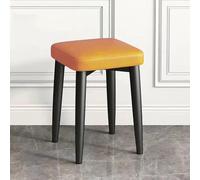 KhUkhu Taburetes Cuadrados Apilables, Taburete De Tocador Sin Respaldo, Taburete De Bar Tapizado, Sillas De Comedor Modernas De Cuero Sintético, Taburete De Mostrador Multifuncional,Naranja