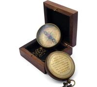 KHUMYAYAD Brújula de latón 'Confía en el Señor' | Proverbios 3:5 - 6, brújula cristiana inspiradora, camping, regalo, con caja de madera
