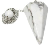 Khushboo Enterprise - Péndulo de cristal de howlita blanca con cadena, punta hexagonal de 1.5 a 2 pulgadas, péndulo radiestesia para adivinación, meditación, curación de chakras