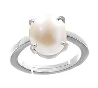 Khushbu Gems Lab - Anillo de plata ajustable con perla natural de 5.00 quilates, perla natural certificada original moti panchhdhaatu/Ashtadhatu para hombres y mujeres, anillo de perlas australianas,