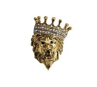 KhuWan Broche de Cabeza de león de Animal Vintage, Pin de Solapa de Corona de Cristal para Hombres y Mujeres, Traje, Camisa, Collar, broches, Accesorios de joyería