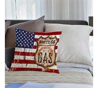 KHWEJ Fundas Cojines 40x40 cm,Letrero Antiguo de gasolinera Route Sixty Six,Fundas de Almohada con Estampado Fundas Cojines Sofa para sofá, Dormitorio, Oficina