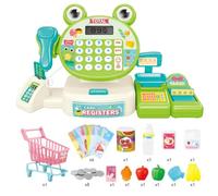 KHZen Cash Registro Conjunto Juguetes Supermercado con Calculadora Escáner Food Kid Realista Fingente Play Supermarket Toy Regalo