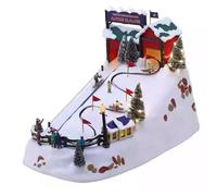 KHZKHC Carillon Natalizio con Pista Da Sci, Carillon per Stazione Sciistica, Scena Di Villaggio Animata, Articoli per La Casa, con 30 Canzoni E Luci, Decorazioni Natalizie E Regali per La Famiglia