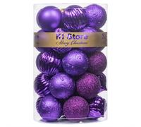 KI Store Bolas de Navidad Moradas 34 Piezas Adornos de decoraciσn de αrbol de Navidad de 2,36 Pulgadas para Halloween Αrbol de Navidad Corona nav