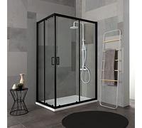 Kiamami Valentina Cabina de Ducha 80x100 h 190 Perfil Negro Mate Cristal Transparente | City