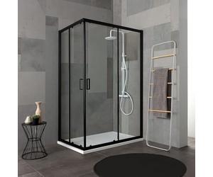 Kiamami Valentina Cabina de Ducha 80x100 h 190 Perfil Negro Mate Cristal Transparente | City