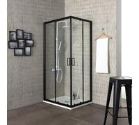 Kiamami Valentina - Cabina de ducha 90x90 con perfil negro mate y cristal transparente, h 190 | City