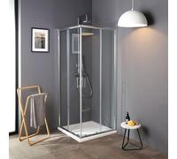 Kiamami Valentina - Cabina de ducha corredera 75x75 cm esquina cristal transparente | Luna