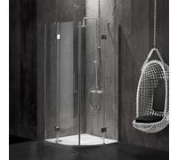Kiamami Valentina - Cabina de ducha semicircular 80x80 en vidrio sin marco de 6 mm | London