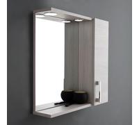 Kiamami Valentina Espejo con Mueble Alto de Roble Gris Efecto Madera Derecho y Foco LED 58cm