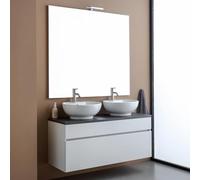 Kiamami Valentina Mobile bagno sottolavabo 120 cm Bianco Con Top Antracite, Specchio120 x 110 | Sole