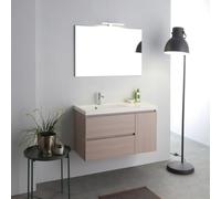 Kiamami Valentina - Mobiliario de baño de 90 cm con Lavabo de Resina de mármol y una Profundidad de 39 cm Malaga