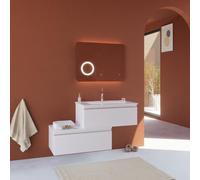 Kiamami Valentina - Mueble de baño de 120 cm Blanco Mate con cajón descentrado | Seattle