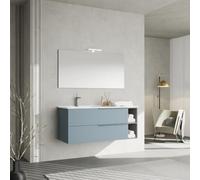 Kiamami Valentina Mueble DE BAÑO DE 120 CM. MONTADO EN LA Pared con 2 CAJONES Azul Cielo Y Compartimento Abierto | New York