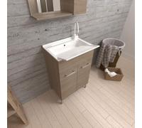 Kiamami Valentina - Mueble lavadero 50 cm roble natural 2 puertas con tabla extraíble | Pratico