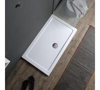 Kiamami Valentina - Plato de ducha rectangular 70 x 90, acrílico y ABS blanco, instalación a ras de suelo, antiarañazos y antigolpes, desagüe no incluido, 70 x 90 cm, acrílico, diseño clásico
