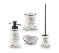 Kiamami Valentina Set 4 Piezas Accesorios BAÑO Shabby EN CERÁMICA Decorada | Amelia