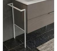 Kiamami Valentina soporte mueble baño suspendido con toallero blanco | Metal blanco mate, 72,5x10x36 cm, altura ajustable, toallero integrado, compatible con muebles suspendidos