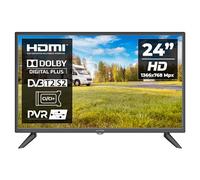 Kiano Slim TV Smart Travel Televisores 24" Pulgadas | LED HD TV Pantalla | Cargador de Coche | HDMI USB | Dolby Audio |Triplo Tuner DVB-T2 | Negro