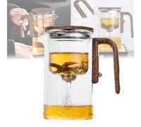 Kianstier - Tetera mágica de brujería con mango de madera, tetera mágica Enchantipot, tetera de vidrio con colador, tetera de vidrio con separación de agua con mango de madera (S)