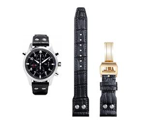 Kiaoeiuyti 21 mm de 22 mm Italia Caquera La banda de reloj suave de cuero suave para la marca piloto IWC 18 Soft Brown Watch Strap plegable Interesting life