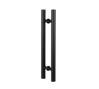 Kiaoeiuyti Manijas modernas de puerta de granero negra de doble cara, manija comercial de la puerta de vidrio de empuje para puertas interiores/exteriores, 180x150 cm