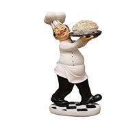 KiaoTime Figura de Chef para decoración de Cocina, Chef Italiano sosteniendo un Plato de Pasta, Estatua de Chef para encimera, Armario, decoración de Armario para decoración del hogar, Cocina, Cocina
