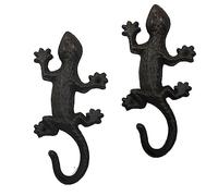 KiaoTime Ganchos de metal de hierro para decoración de pared, ganchos de pared de lagarto de animales rústicos, ganchos de pared para colgar, para el hogar, jardín, patio, valla, ganchos de toallas